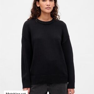 Gap 100% Cotton Oversized Crewneck Sweater in Black XL